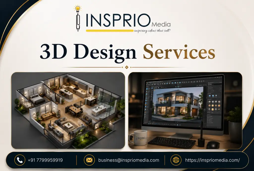 3D Design Services for architectural visualization, product modeling, interior rendering, and branding by Insprio Media