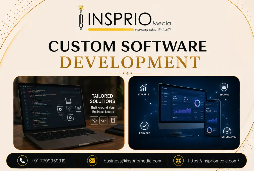 Custom Software Development services for scalable business applications, ERP, CRM, web applications, and enterprise software by Insprio Media