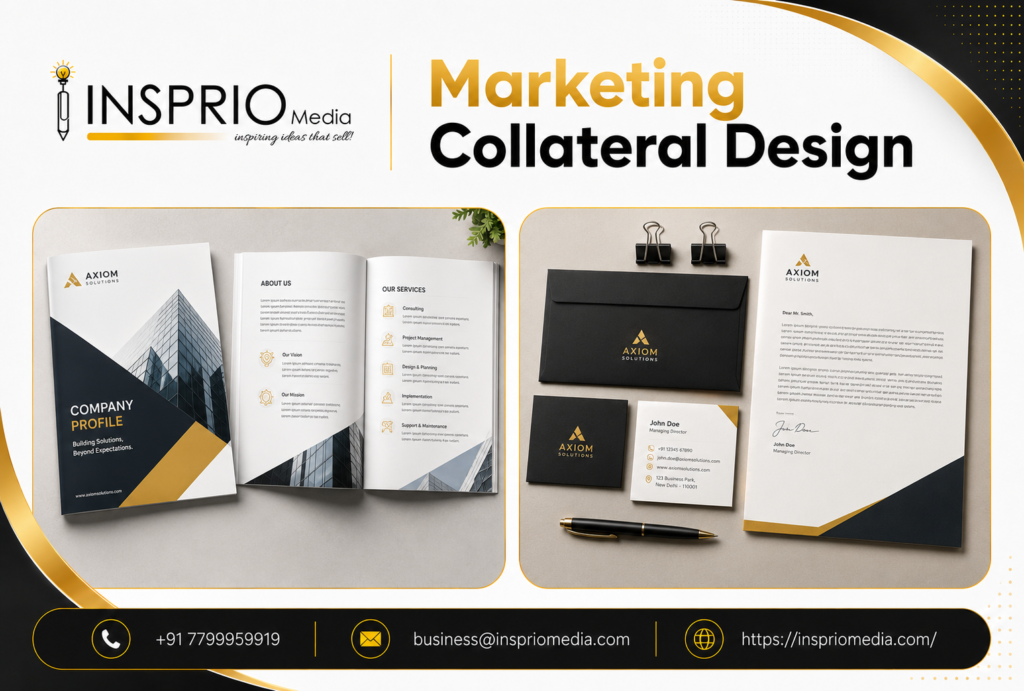 Marketing Collateral Design services by Insprio Media for brochures, company profiles, flyers and branded business materials