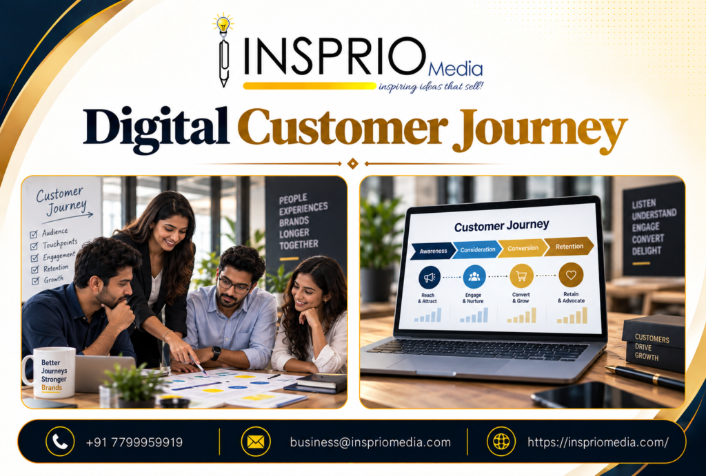 Digital Customer Journey showing connected customer touchpoints across search, social media, website, email and advertising