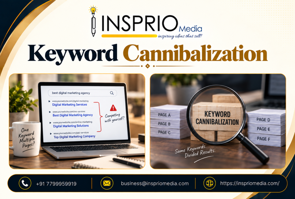 Keyword Cannibalization SEO analysis showing competing website pages and ranking issues