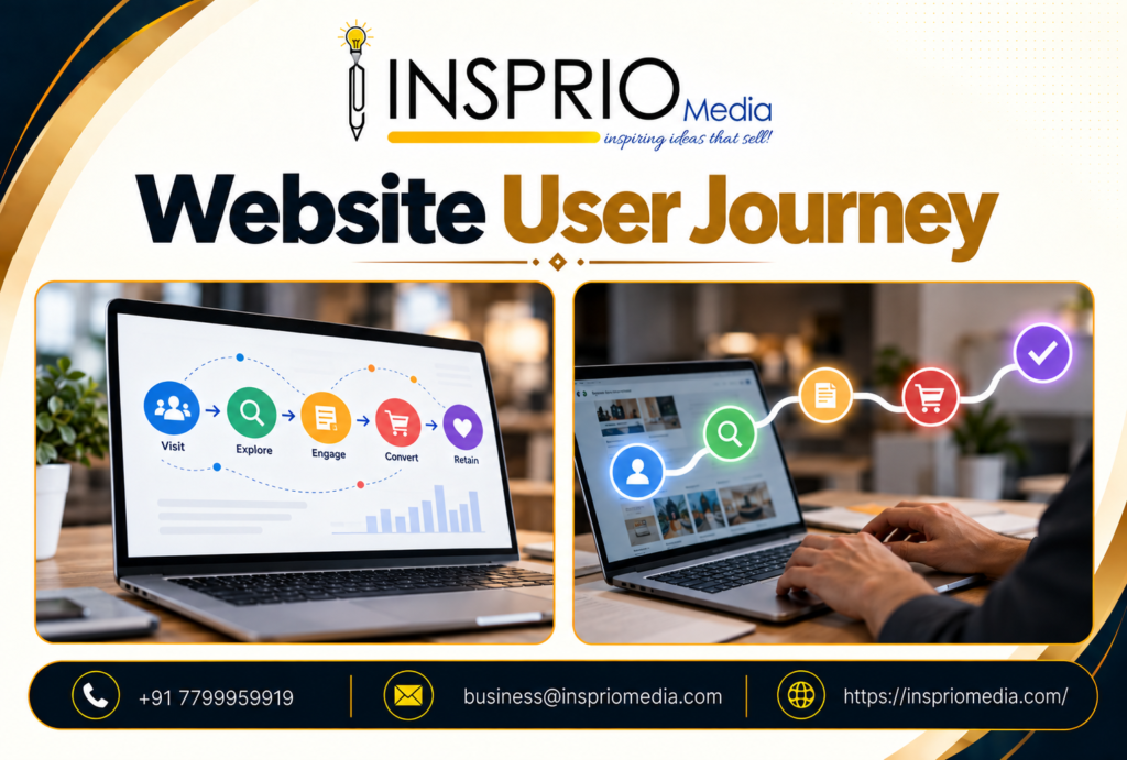 Website User Journey showing how visitors move from website discovery to becoming customers
